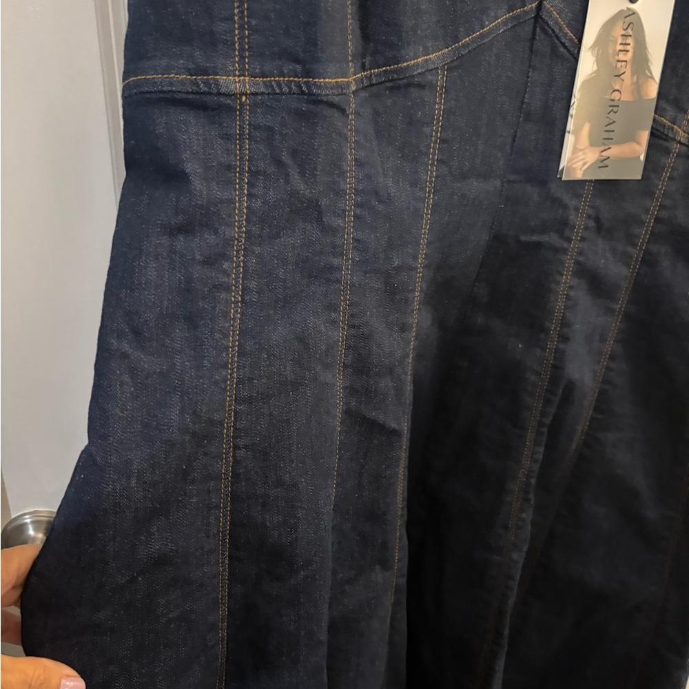Ashley Graham Dark Denim Midi Dress with Side Slit Sz 18W NWT - Picture 5 of 9